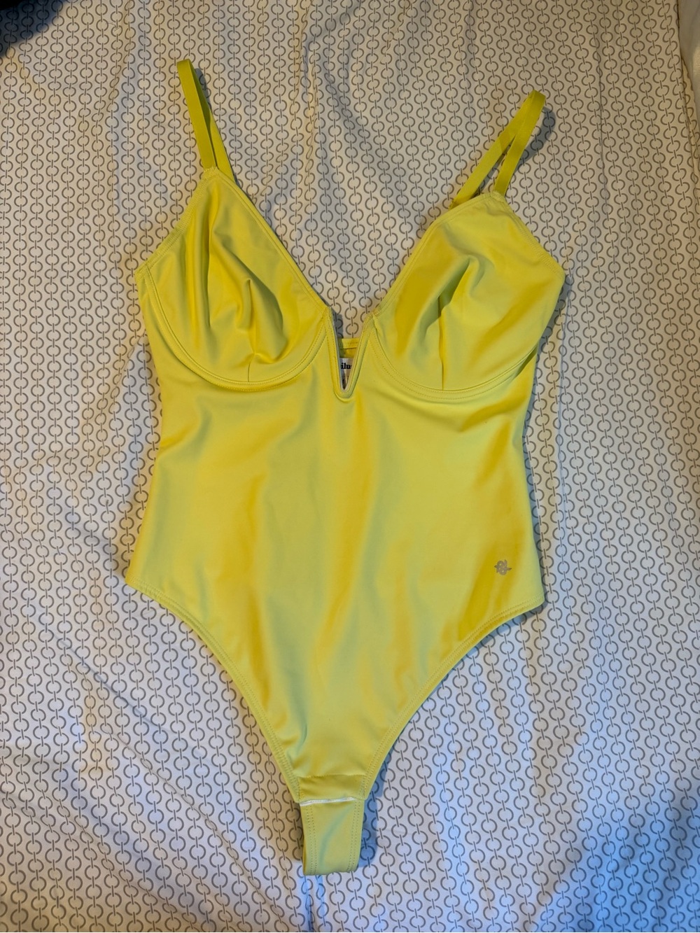 Adult  Yellow One-Piece Bodysuit with Supportive V-Neck